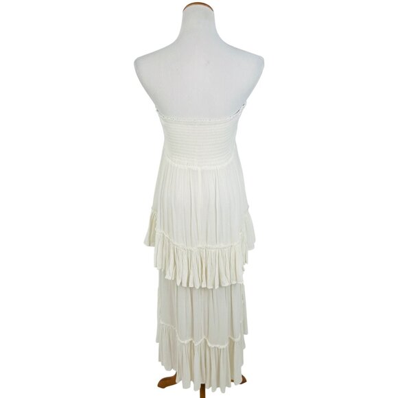 Free People Boho White Ruffled Hem Flowy Asymmetrical Convertible Skirt Dress - Picture 9 of 16